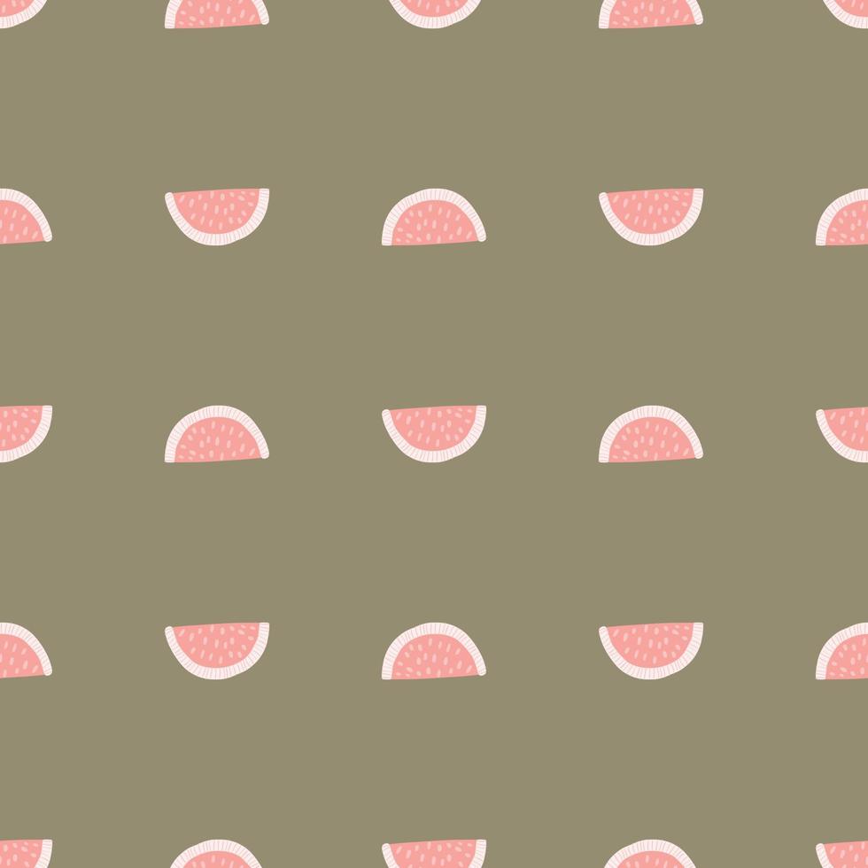 Little pink citrus slices seamless pattern in hand drawn style. Grey background. Summer natural ornament. vector