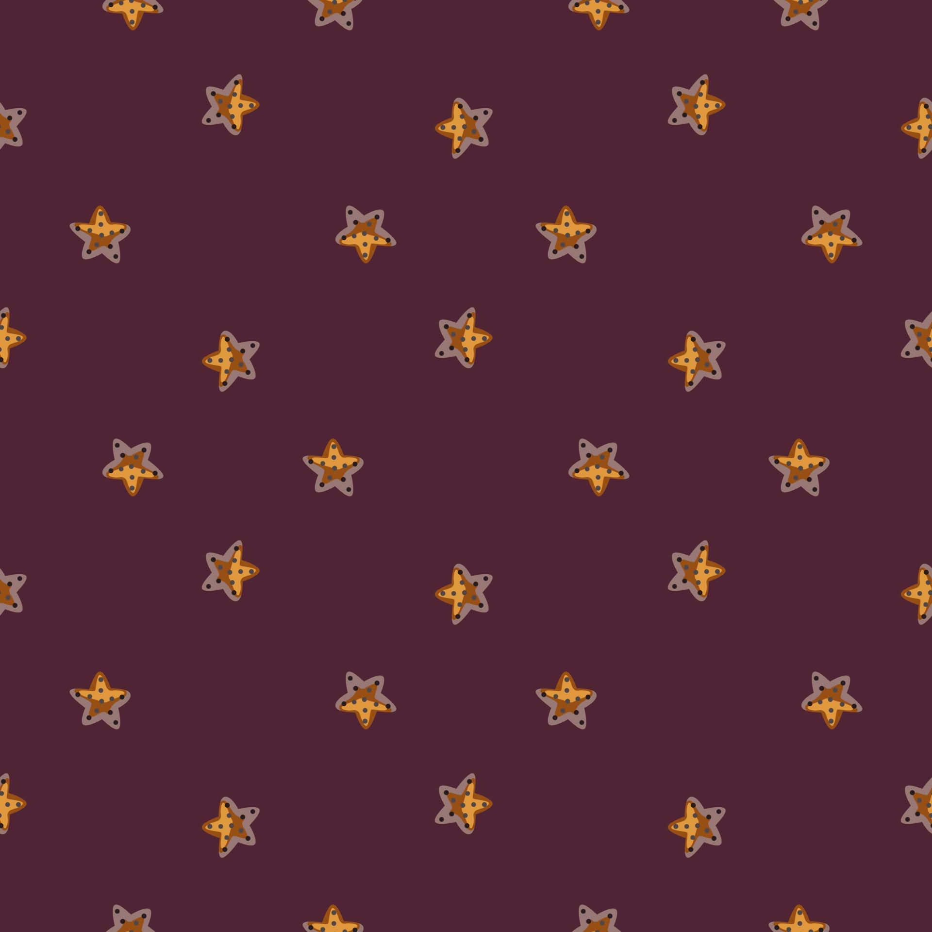 Seamless pattern sea star on violet background. Marine starfish