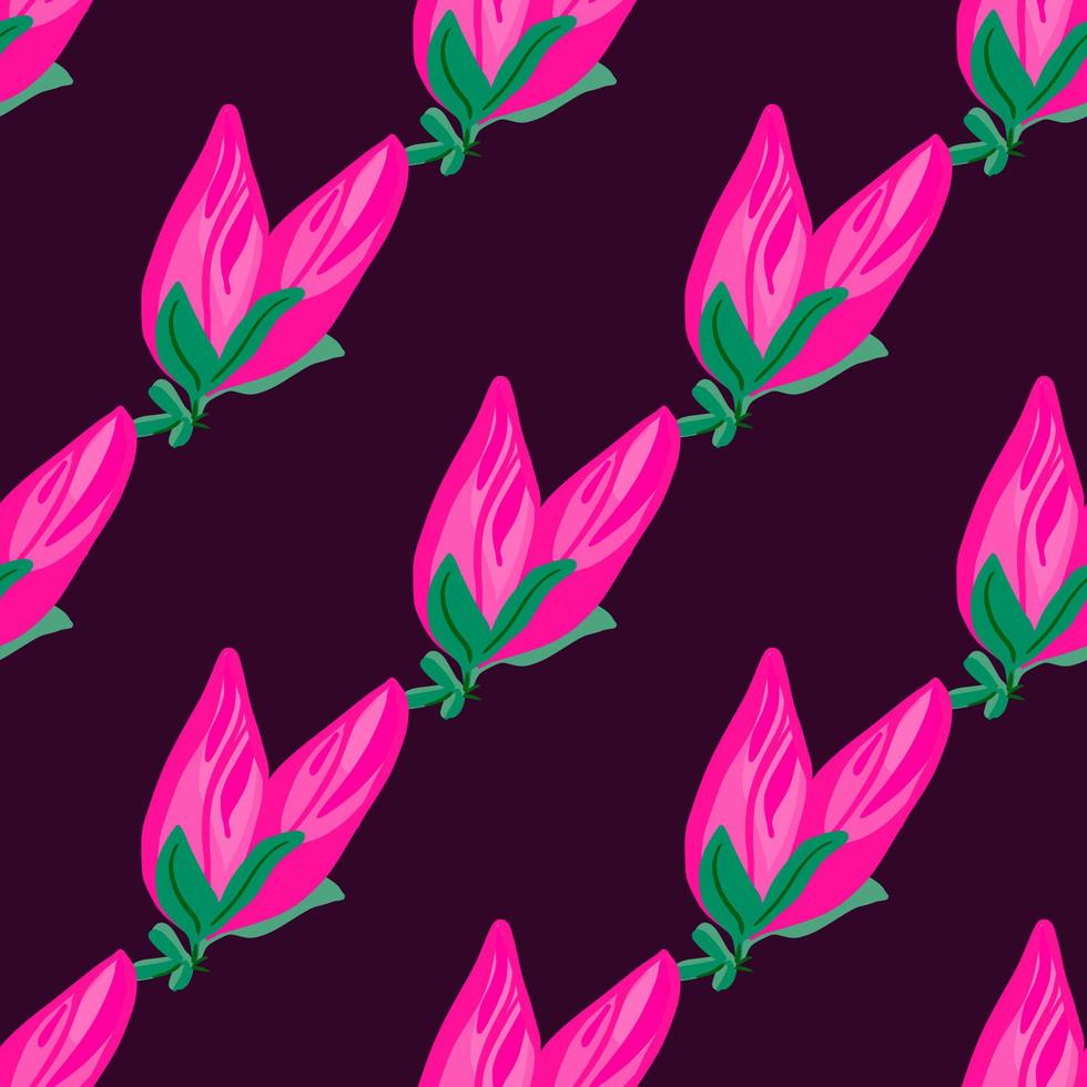 Buds flower seamless pattern. Decorative floral background. vector