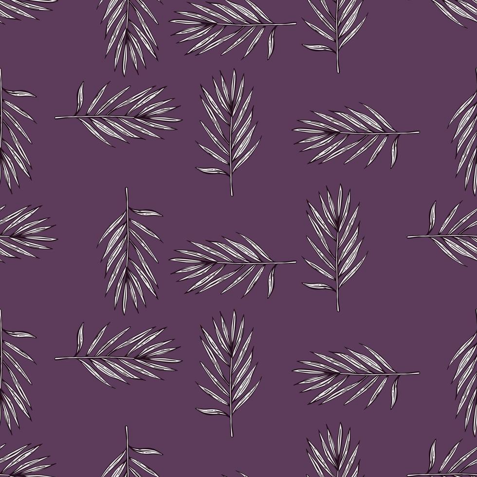 Palm leaves seamless pattern. Tropical branch in engraving style. vector