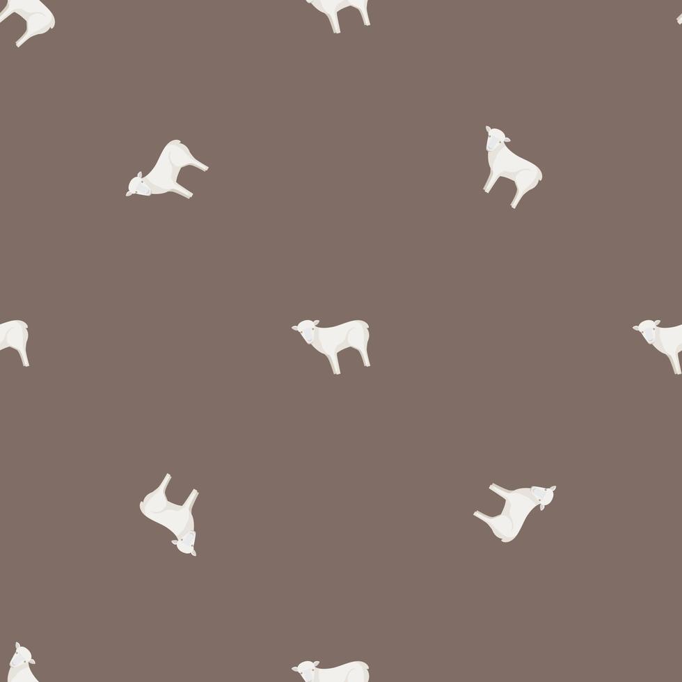Seamless pattern of sheep. Domestic animals on colorful background. Vector illustration for textile.