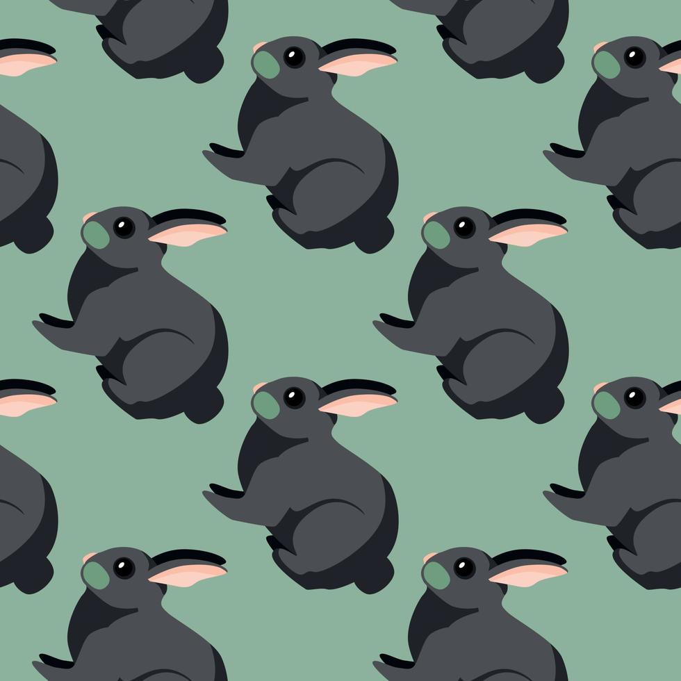 Seamless pattern of rabbit. Domestic animals on colorful background. Vector illustration for textile.