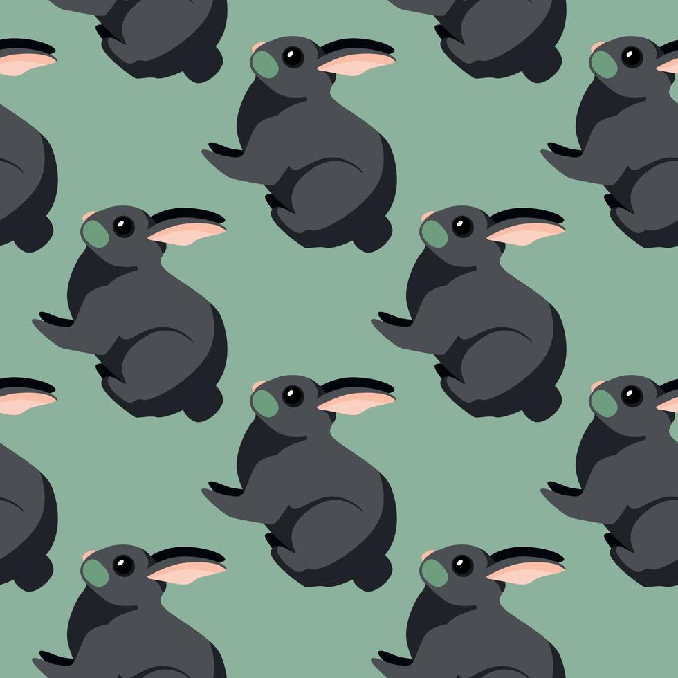 Seamless pattern of rabbit. Domestic animals on colorful background. Vector illustration for textile.