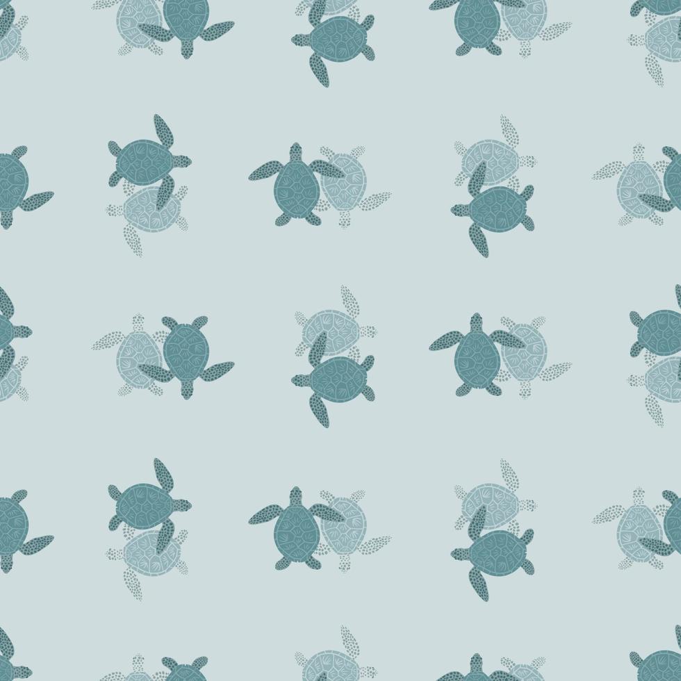 Seamless pattern sea turtles. Cute marine turtle in doodle style. vector