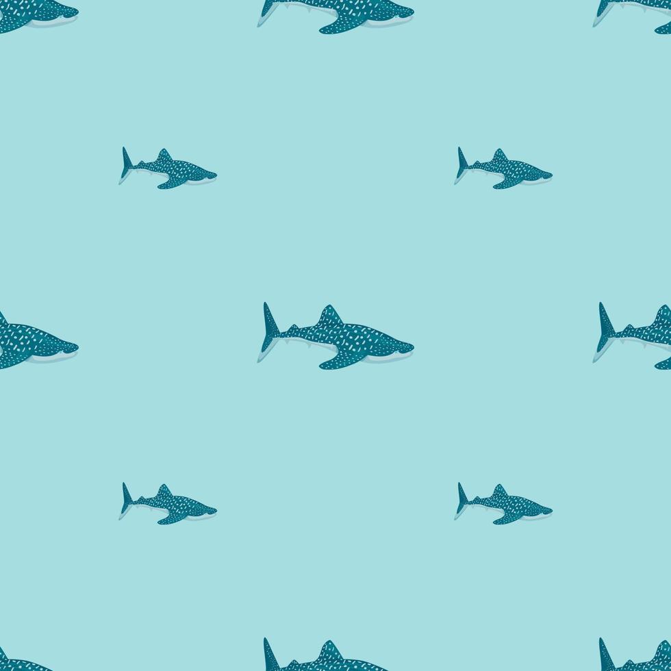 Whale shark seamless pattern in scandinavian style. Marine animals background. Vector illustration for children funny textile.