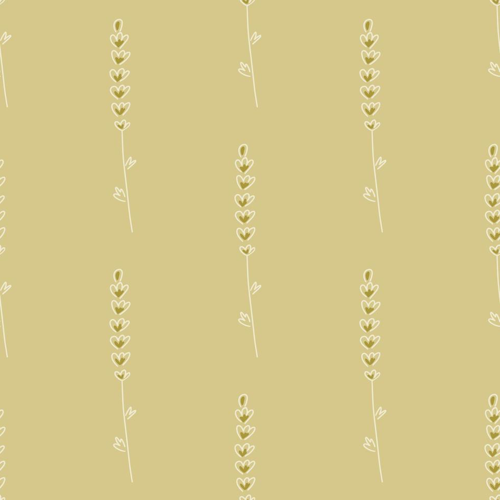 patrón de aroma sin costuras a base de hierbas con adorno abstracto de ramas de lavanda. fondo beige pastel. vector