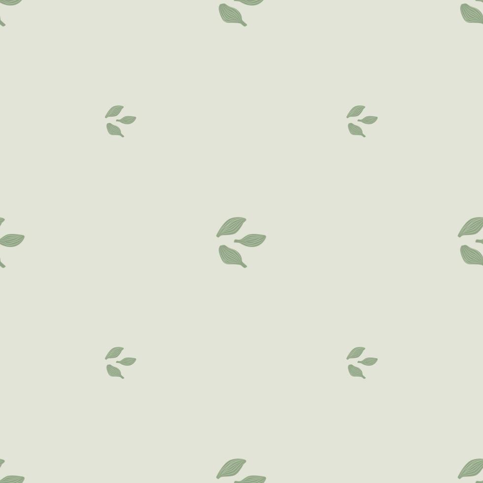 Seamless pattern cardamom on pastel green background. Cute plant sketch ornament. Geometrical texture template for fabric. vector