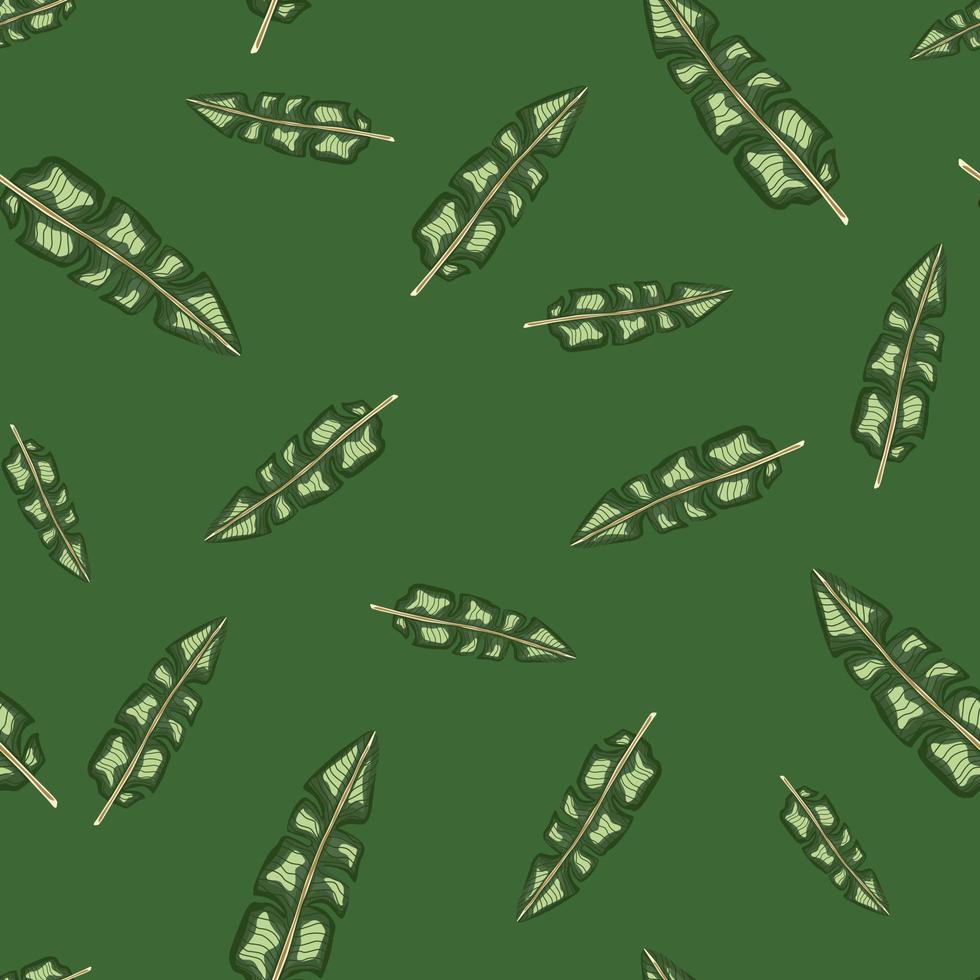 Random banana leaf ornament seamless doodle pattern. vector