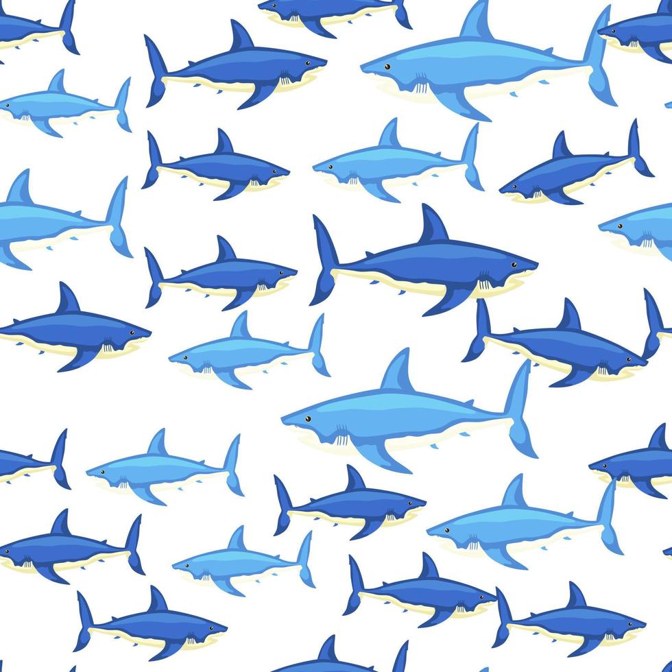 Seamless pattern shark on isolated white background. Texture of marine fish for any purpose. vector