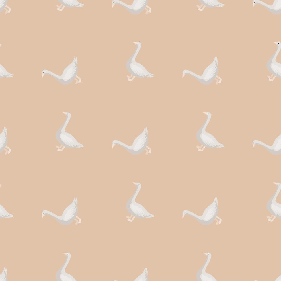 Seamless pattern of goose. Domestic animals on colorful background. Vector illustration for textile.