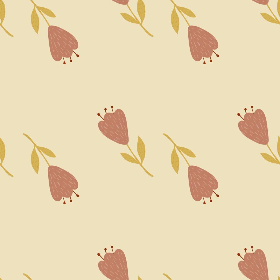 Flower cute seamless pattern. Hand drawn field background. vector