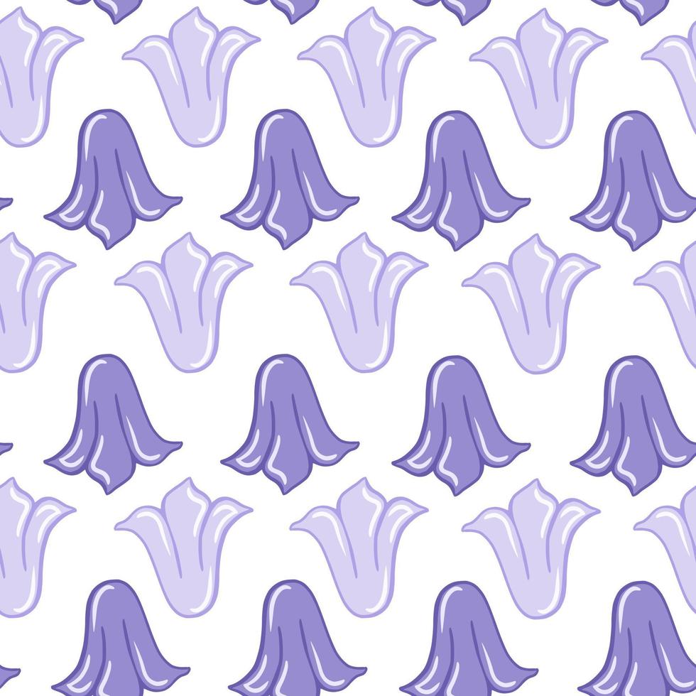 Blue colored tulip flowers buds seamless pattern. Isolated floral print on white background. Simple style. vector