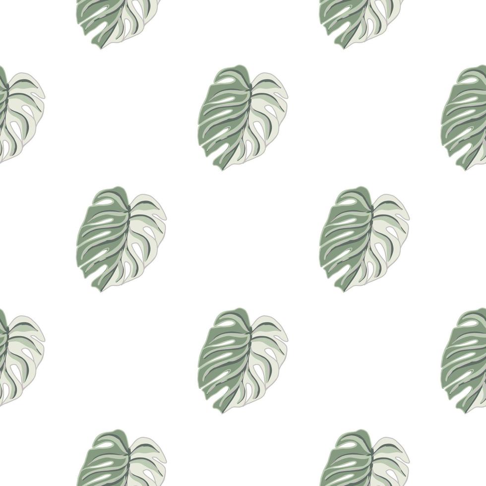 Hawaii seamless pattern with monstera leaf simple style silhouettes. Isolated minimalistic exotic plants. vector