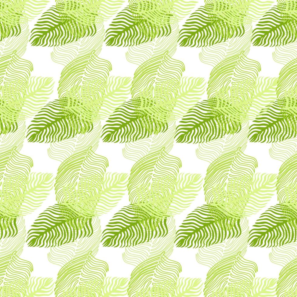 Abstract palm leaf seamless pattern with hand drawn foliage print. Simple Jungle background. Vector illustration for seasonal textile prints.