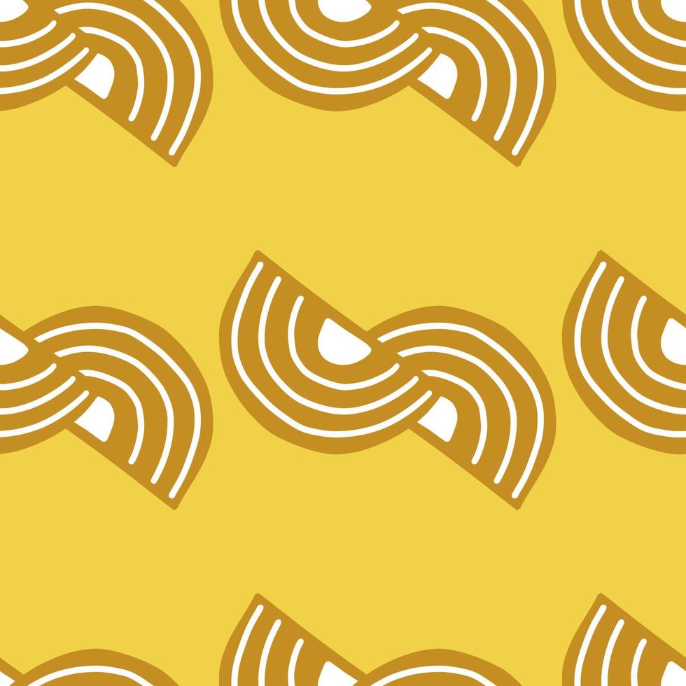Abstract seamless pattern on bright yellow background. Geometrical shapes for textile design. vector