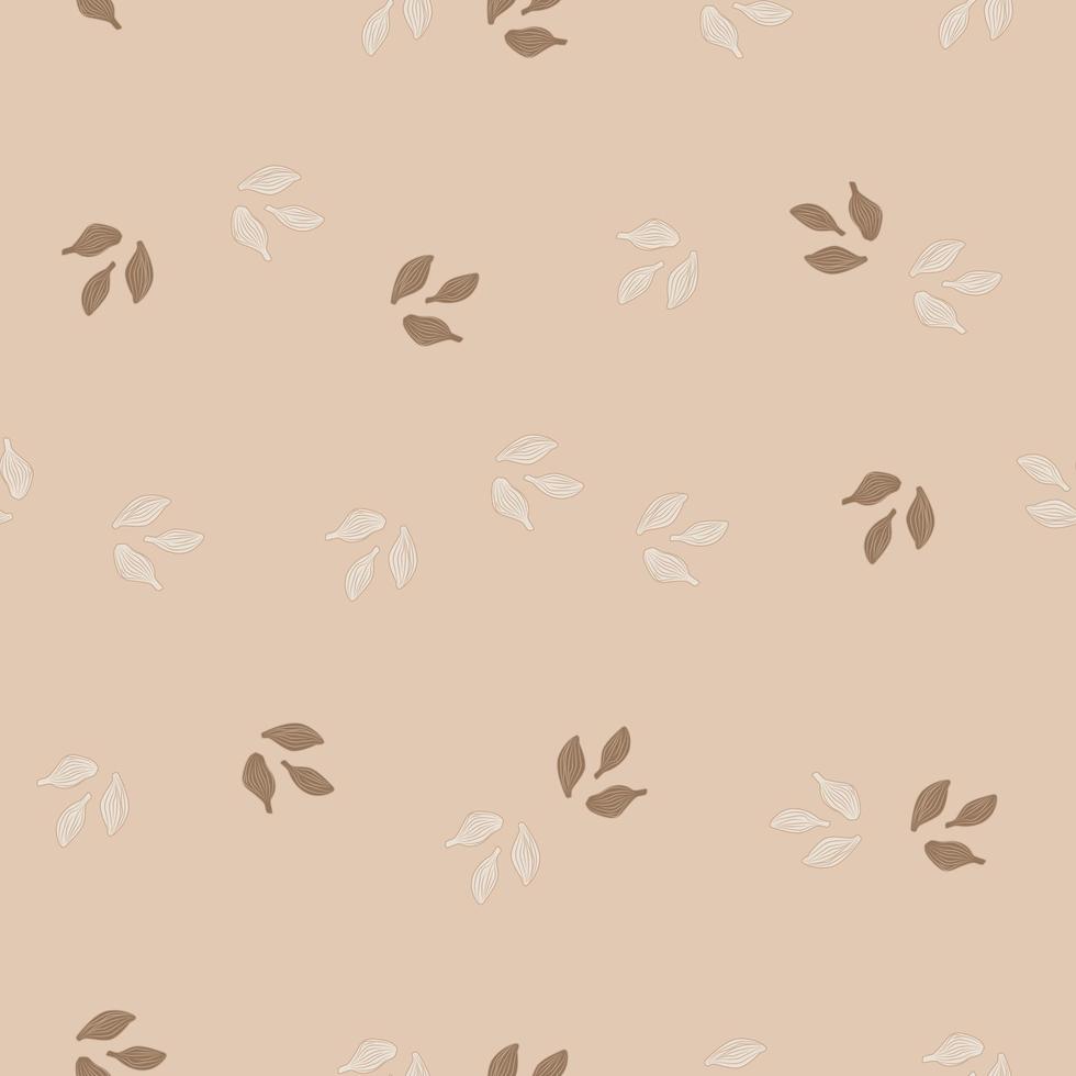 Seamless pattern cardamom on pastel background. Cute plant sketch ornament. Random texture template for fabric. vector