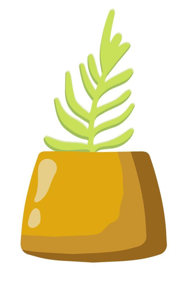 Flower pot with plants. Vector cozy cute indoor flower isolated on a white background. Hygge time. Home gardening. Indoor plants. Home garden. Print