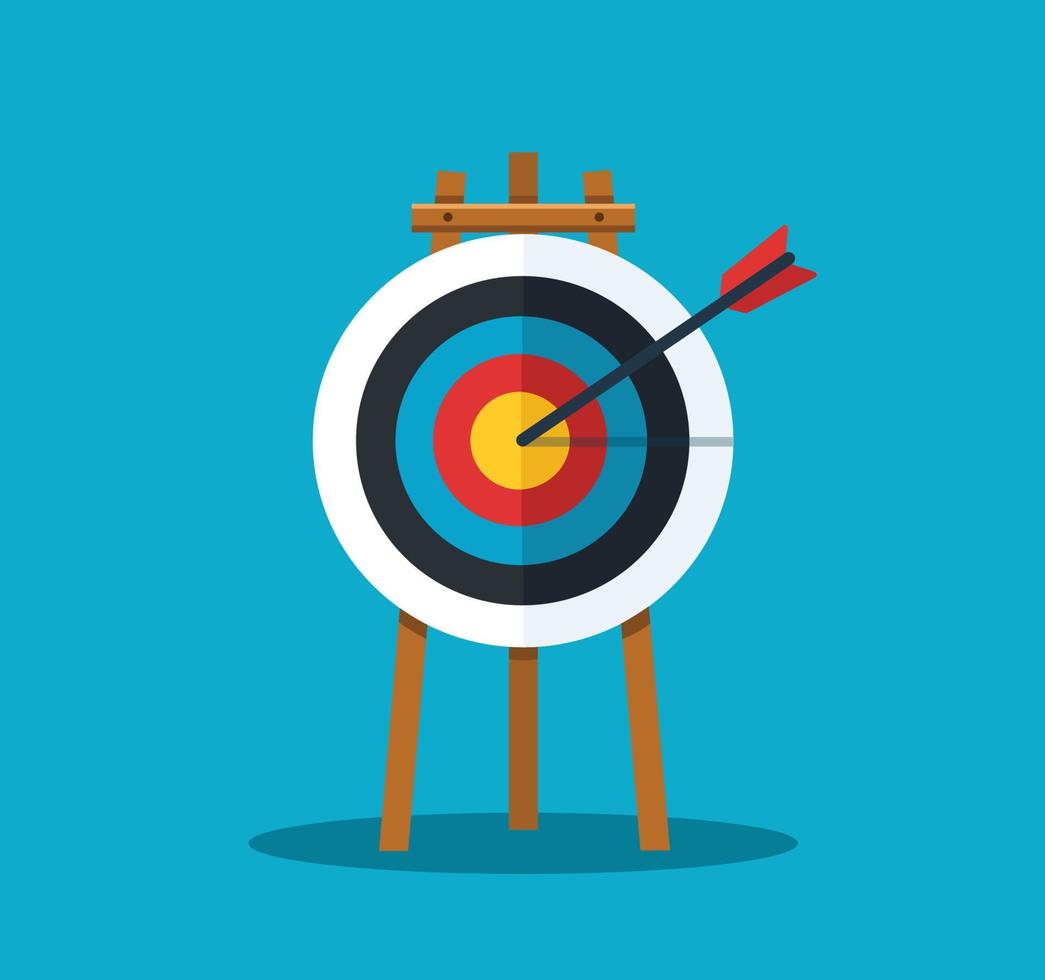 Archery target. Goal achieve concept. Vector illustration