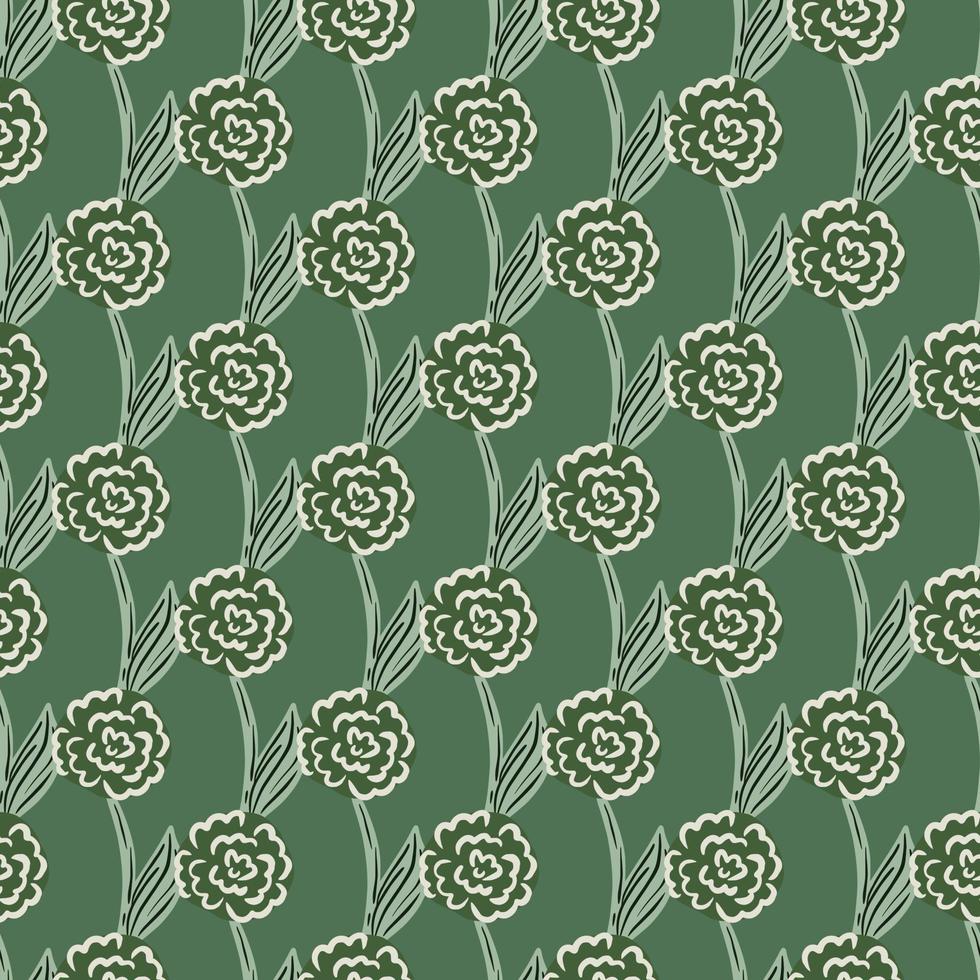 Abstract geometric roses silhouettes seamless pattern in doodle style. vector