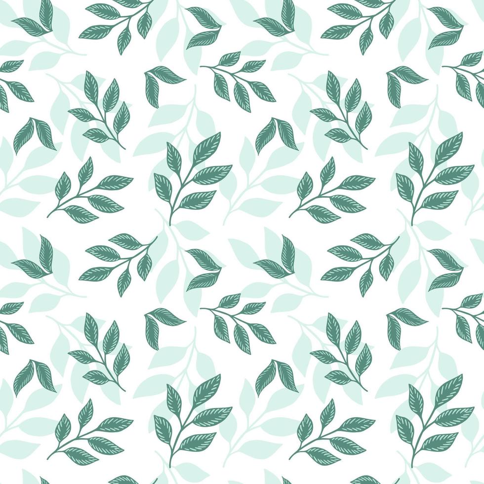 Green branches seamless pattern. Tropical summer texture twigs. Romantic background. vector