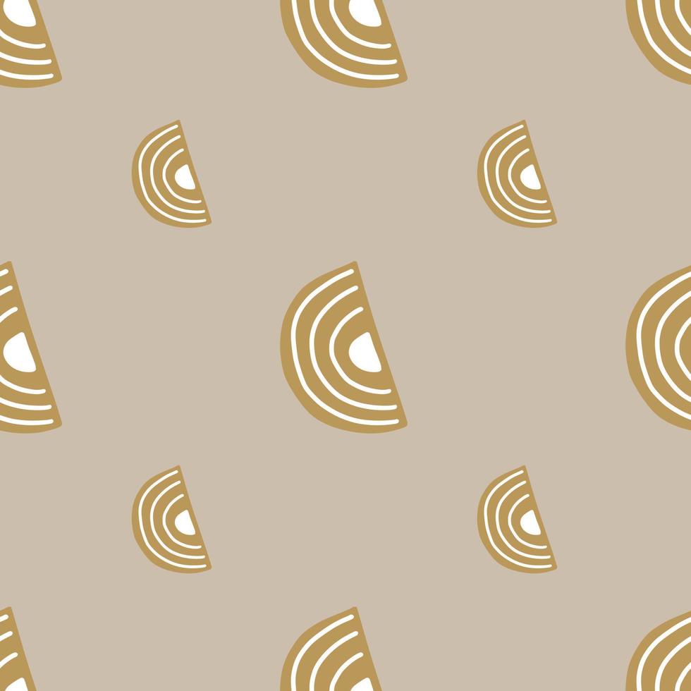 Abstract seamless pattern on light brown background. Geometrical shapes for textile design. vector