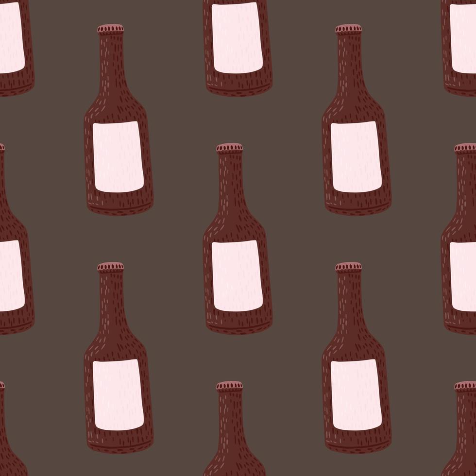 botella de alcohol de patrones sin fisuras. fondo dibujado a mano para el menú. vector