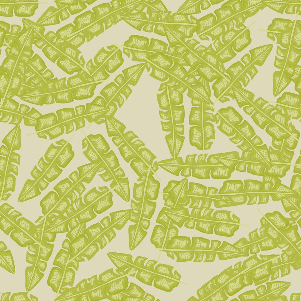 Modern Banana leaf seamless pattern with hand drawn tropical print. Summer art nature background. Vector illustration for seasonal textile.