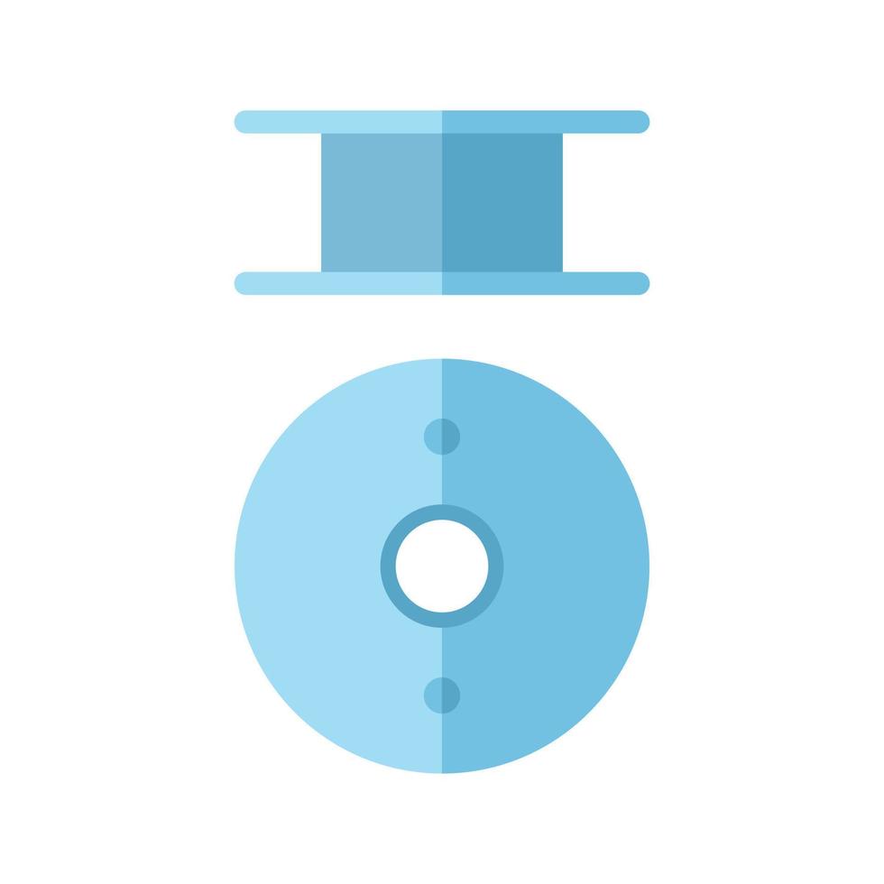 Bobbin isolates on white background. Spool blue color for sewing, sew machine in flat style. vector