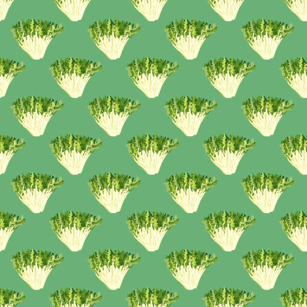 Seamless pattern frisee salad on turquoise background. Simple ornament ...