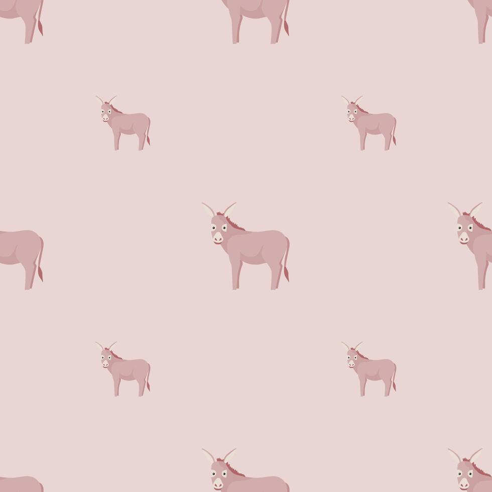 Seamless pattern of donkey. Domestic animals on colorful background. Vector illustration for textile.