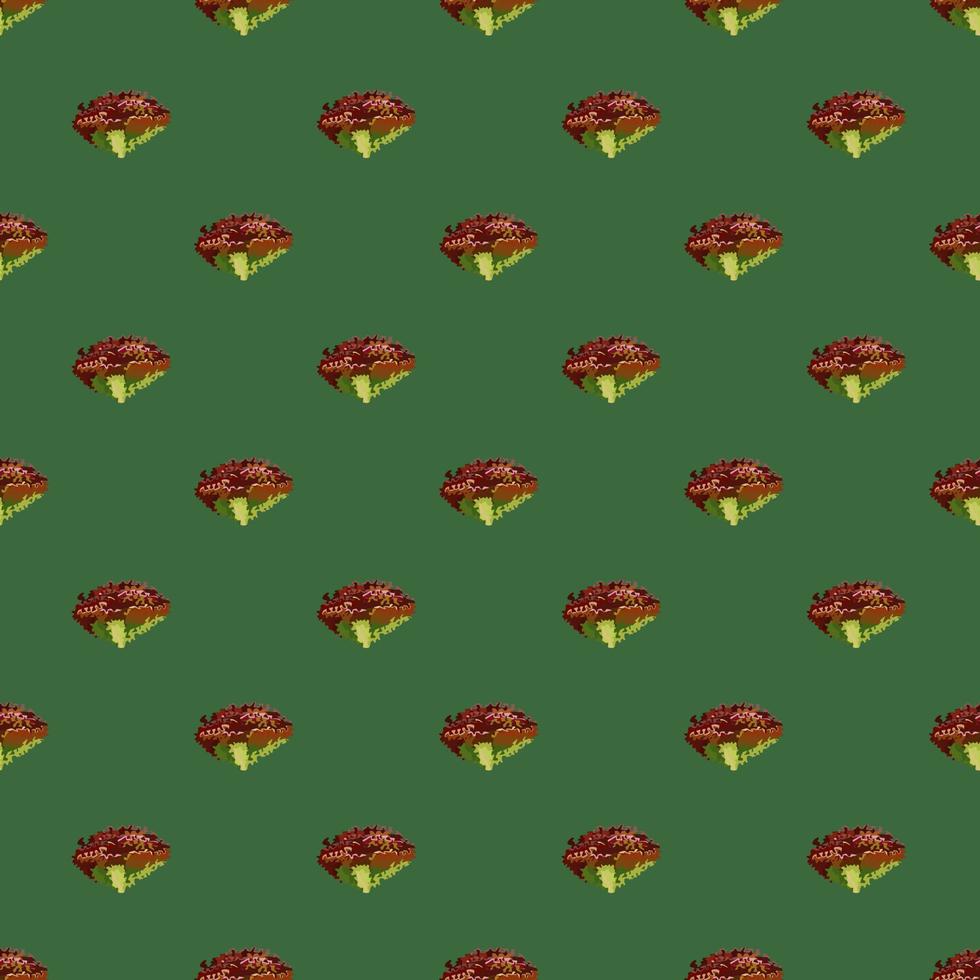 Seamless pattern lola rosa salad on teal background. Modern ornament with lettuce. vector