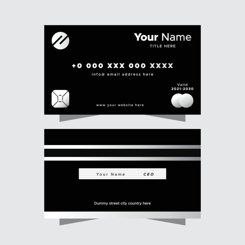Credit Card Style Silver Black Business Card vector