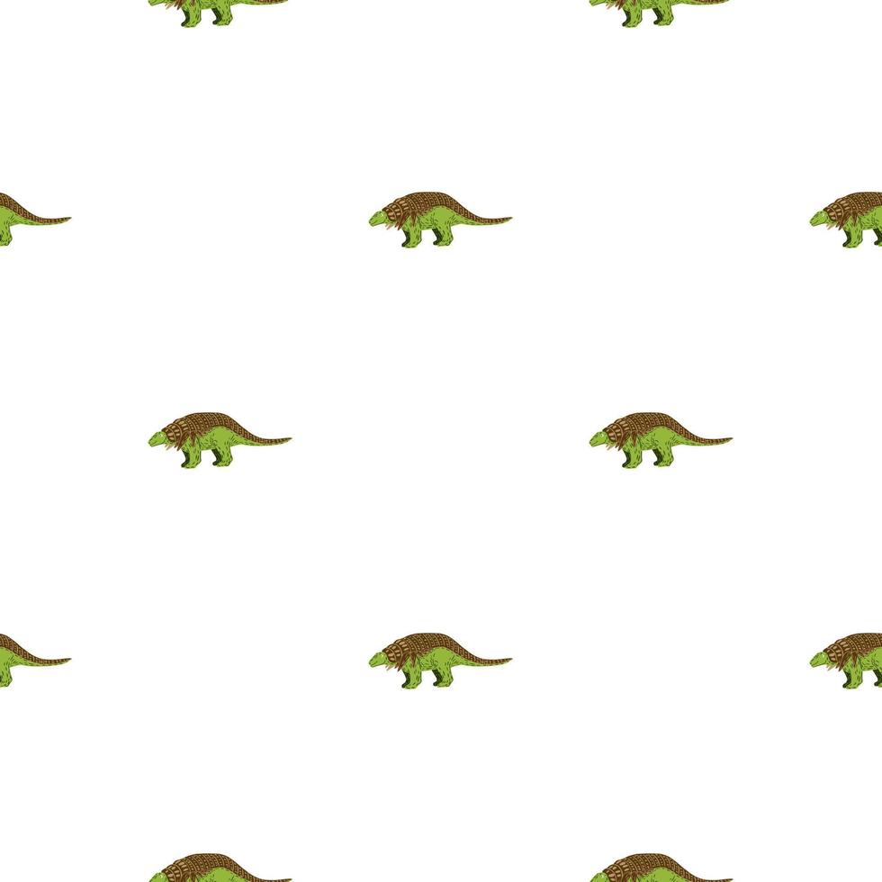 patrón geométrico aislado sin costuras con siluetas de dinosaurios jurásicos. telón de fondo de anquilosaurios. vector