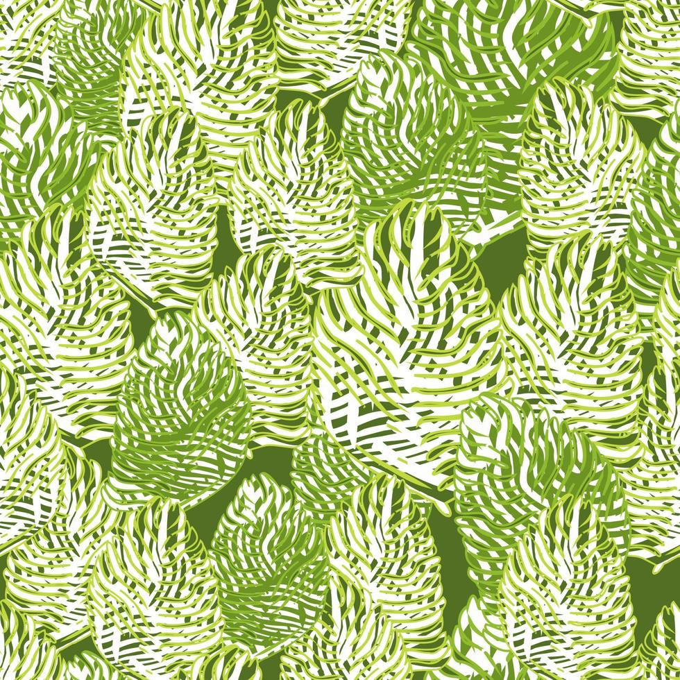 patrón sin costuras de hoja de palma con estampado tropical dibujado a mano en línea. fondo de naturaleza moderna. ilustración vectorial para textiles de temporada. vector