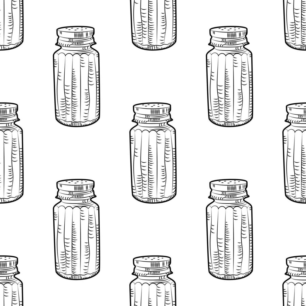 Salt shaker seamless pattern on white background. ooking ingredient vector