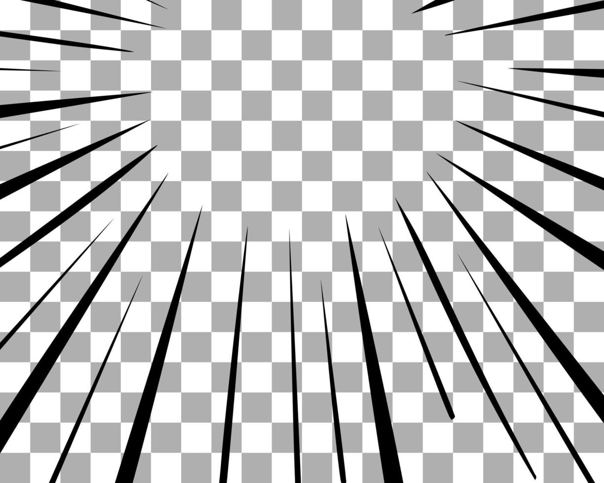 Sketch manga effects on transparent background. Black right upper lines splash texture for comics book. vector