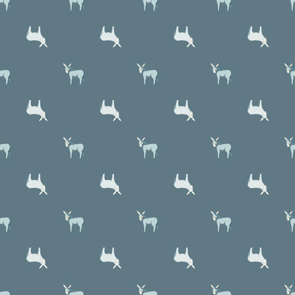 Seamless pattern of donkey. Domestic animals on colorful background. Vector illustration for textile.