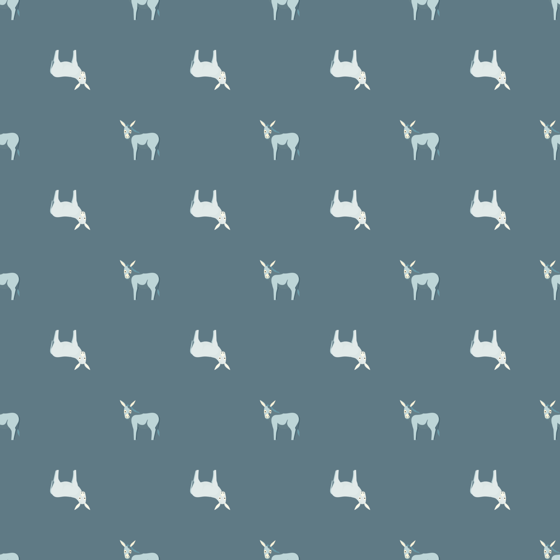 Seamless pattern of donkey. Domestic animals on colorful background