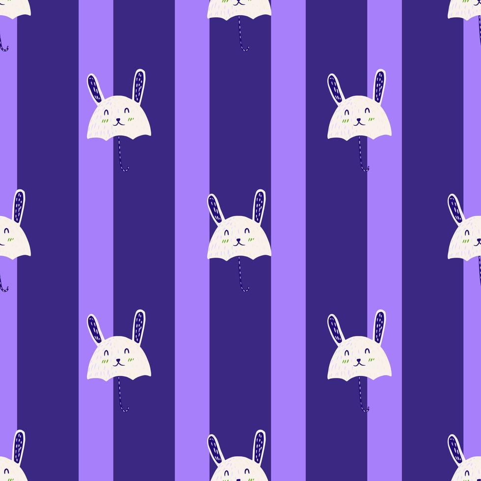 Umbrella bunny seamless pattern. Funny characters background. vector