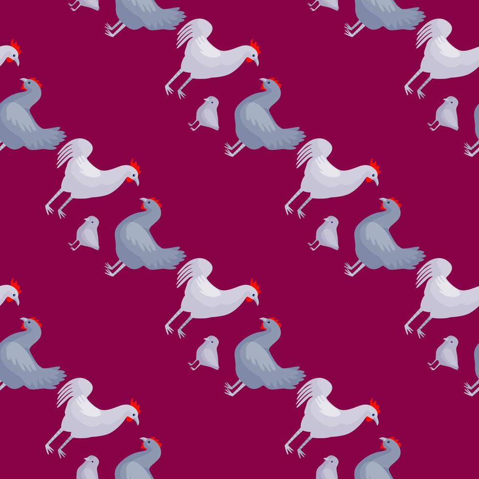 patrón sin costuras de la familia del pollo. animales domésticos en colores de fondo. ilustración vectorial para textiles. vector