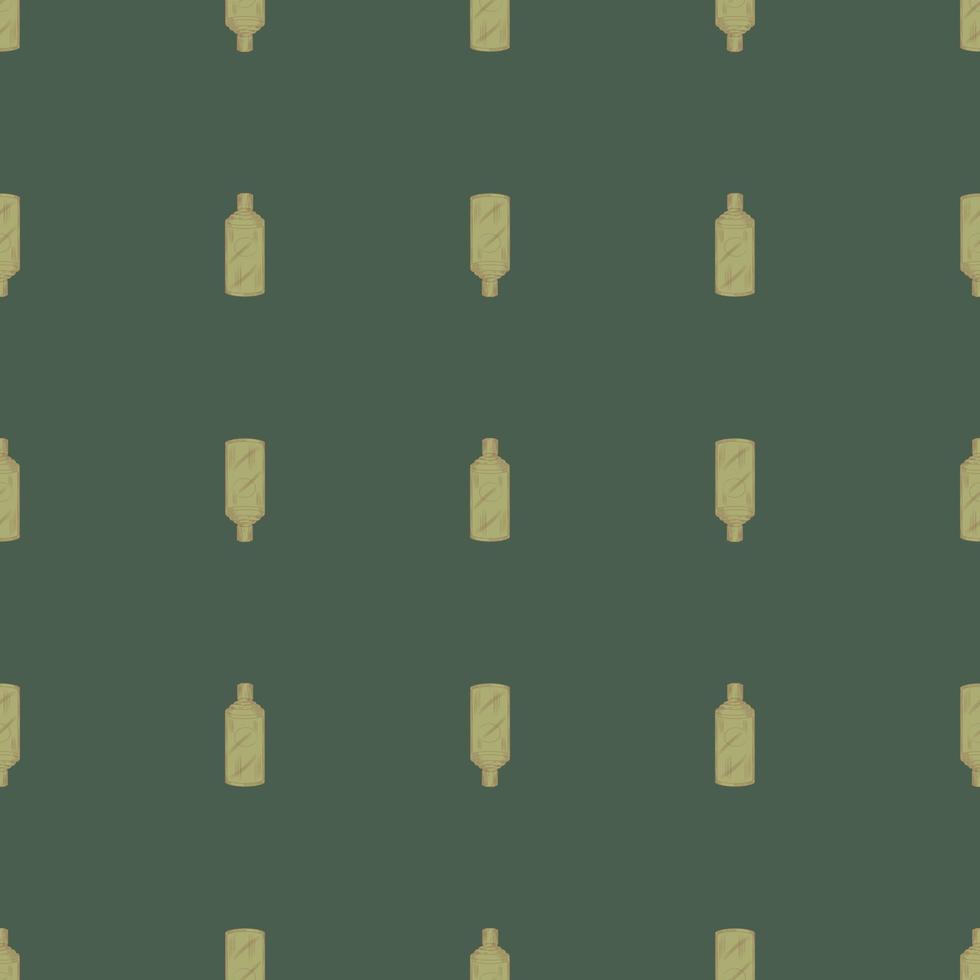 Seamless pattern retro chinese bottle on dark green background. Geometrical texture template for menu restaurant. vector