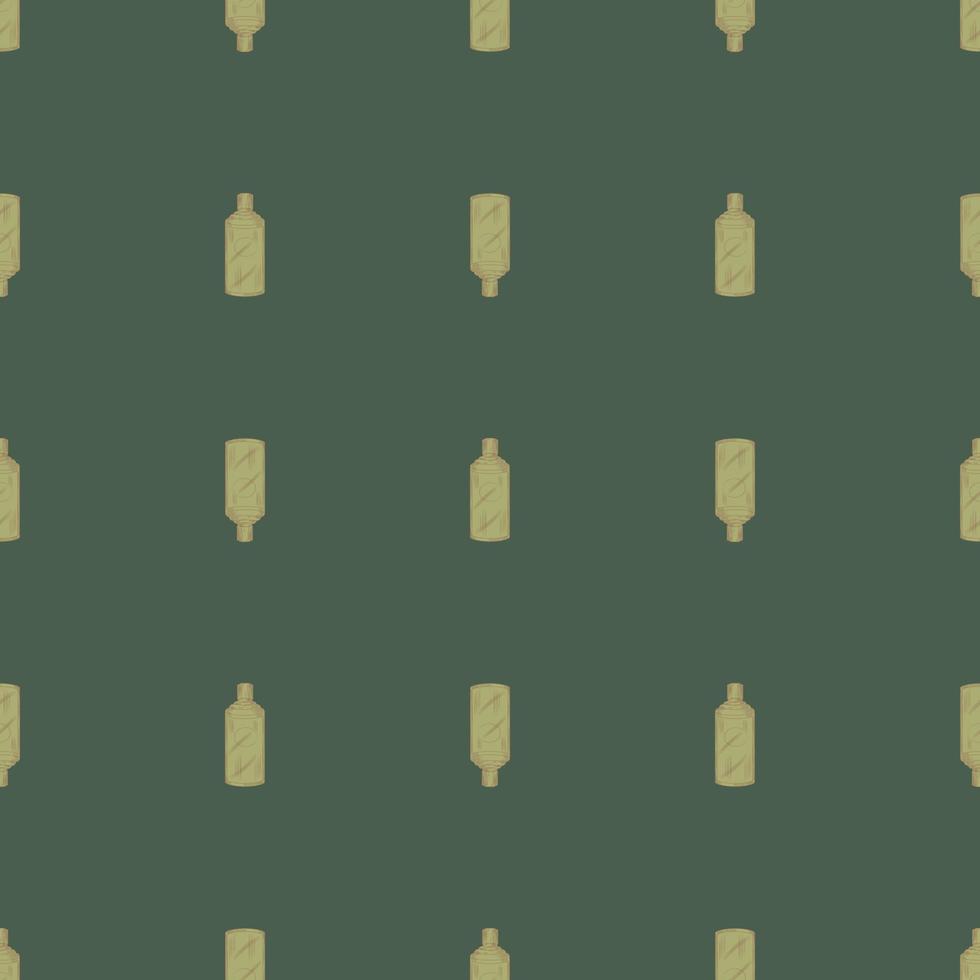 Seamless pattern retro chinese bottle on dark green background. Geometrical texture template for menu restaurant. vector