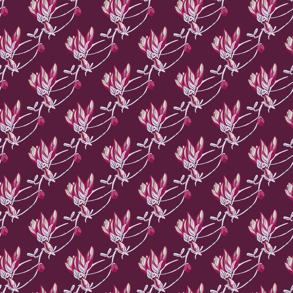 Seamless pattern Magnolias on bright background. Beautiful ornament with red flowers. vector