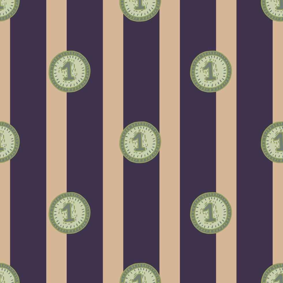 Coins seamless pattern. Hand drawn background from money. vector