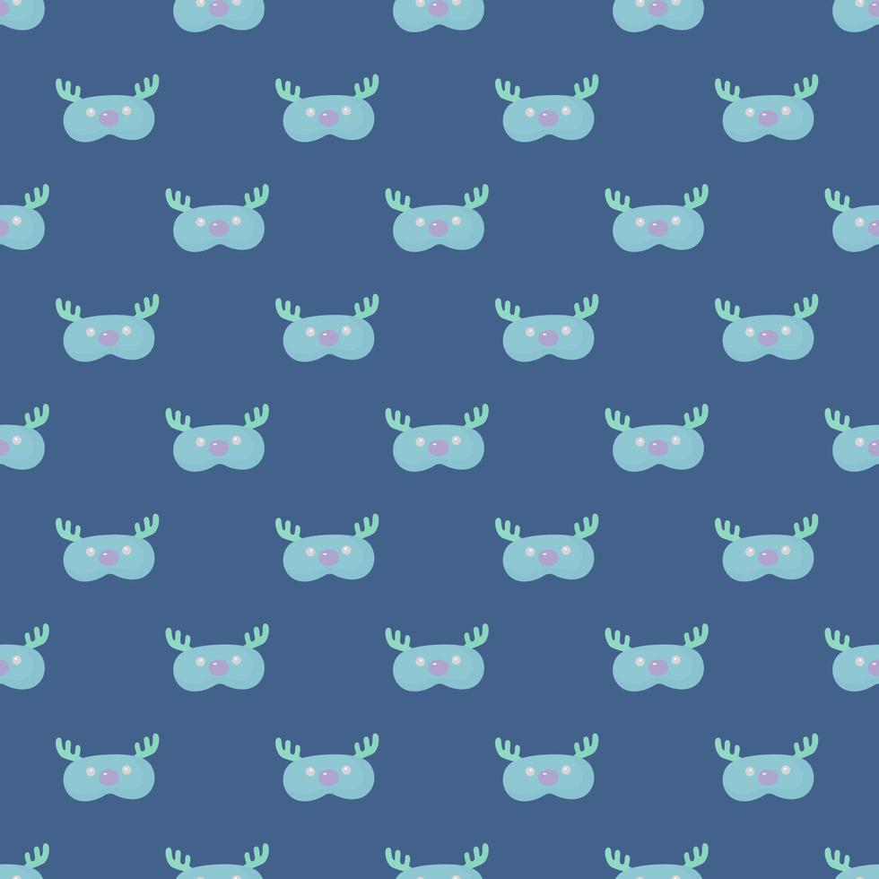 Mask deer light blue color geometric seamless pattern on blue background. Children graphic design element for different purposes. vector