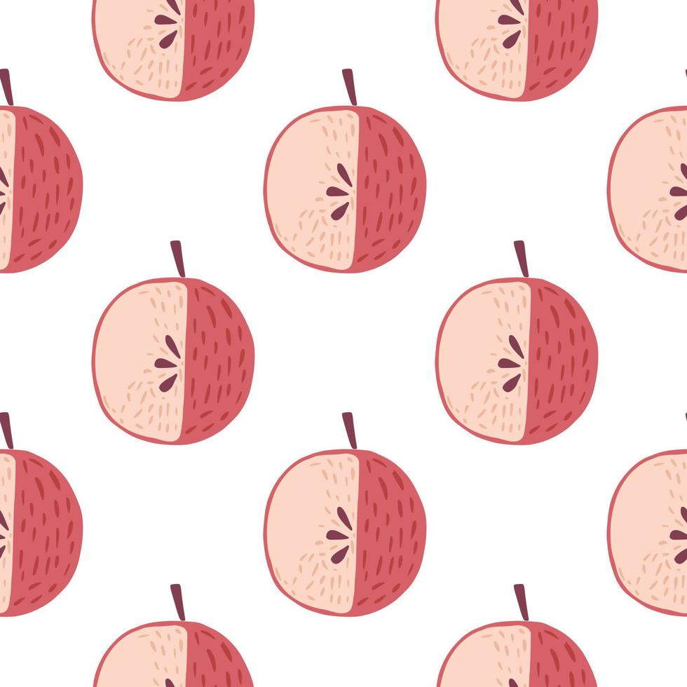 las manzanas de color rojo y rosa garabatean un patrón simple y sin costuras en estilo de dibujos animados. impresión aislada. vector