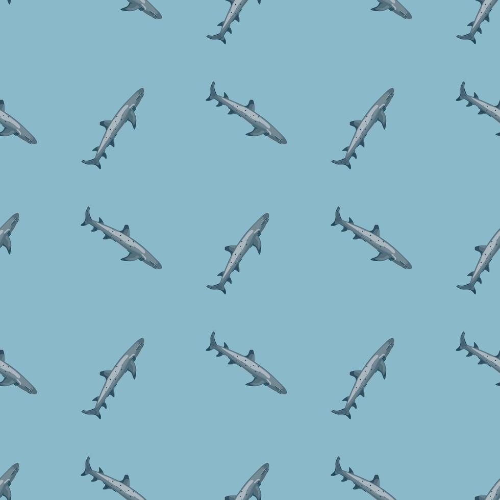 Reef shark seamless pattern in scandinavian style. Marine animals background. Vector illustration for children funny textile.