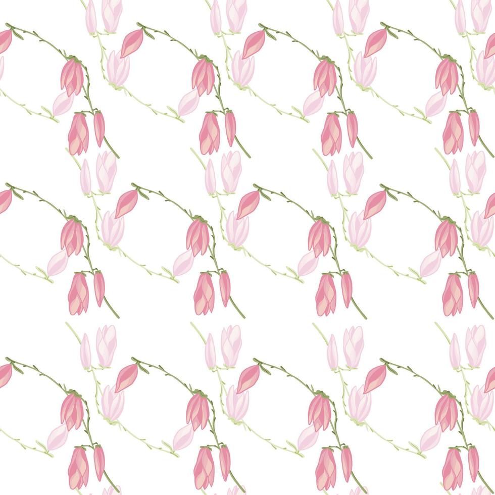 Seamless pattern Magnolias on white background. Beautiful ornament with flowers. vector