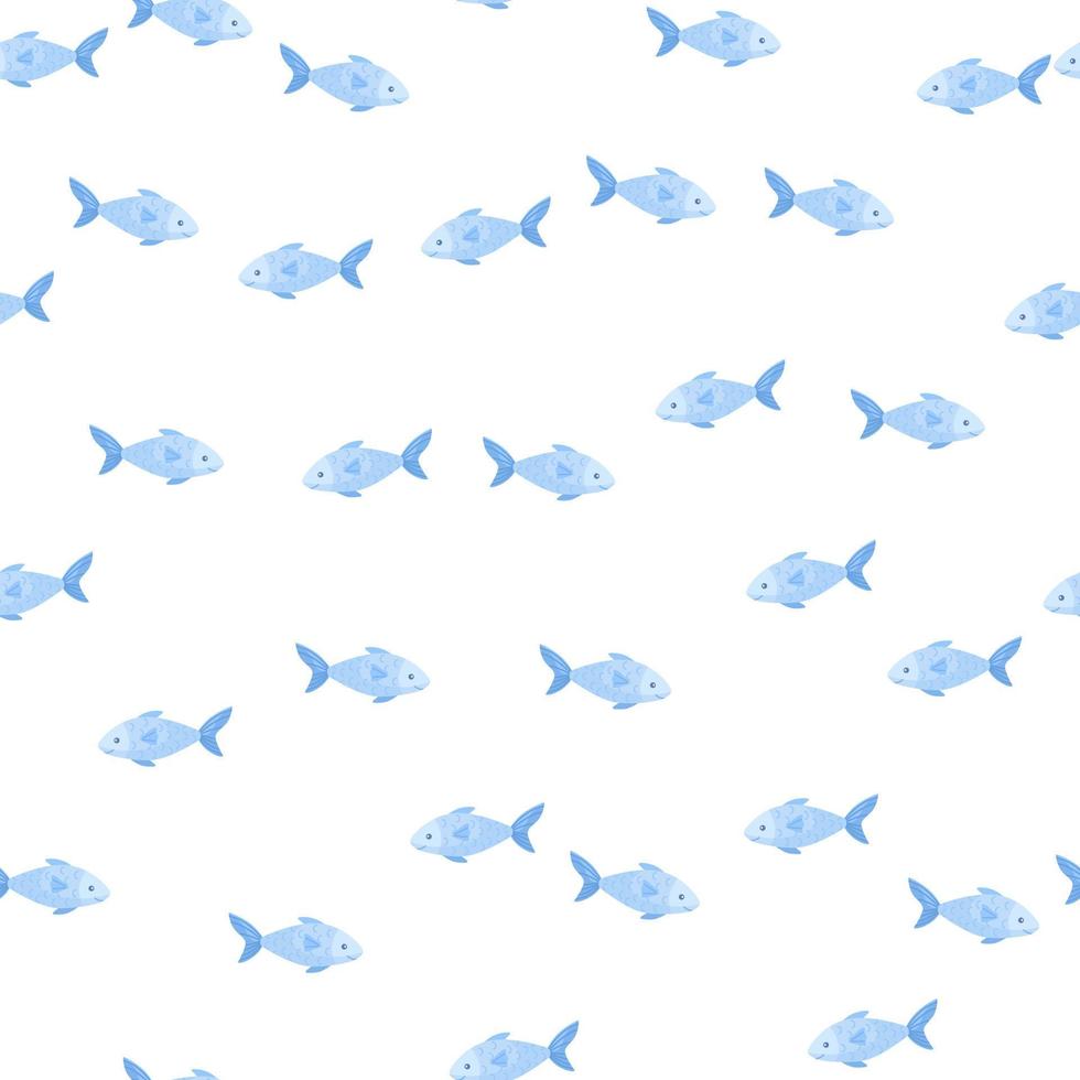 Seamless pattern fish on white background. Simple ornament with sea animals. vector