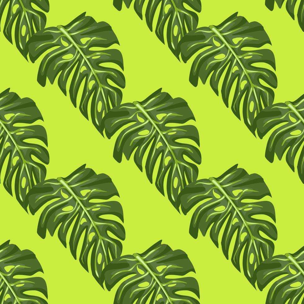 Monstera leaf seamless pattern with hand drawn tropical print. Modern nature background. Vector illustration for seasonal textile .